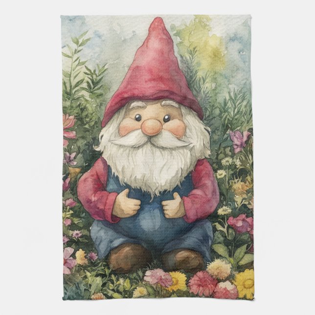Garden Gnome Tea Towel (Vertical)