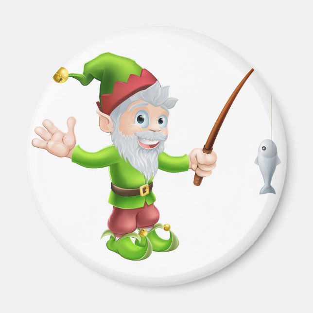 Garden gnome with fishing rod magnet (Front)