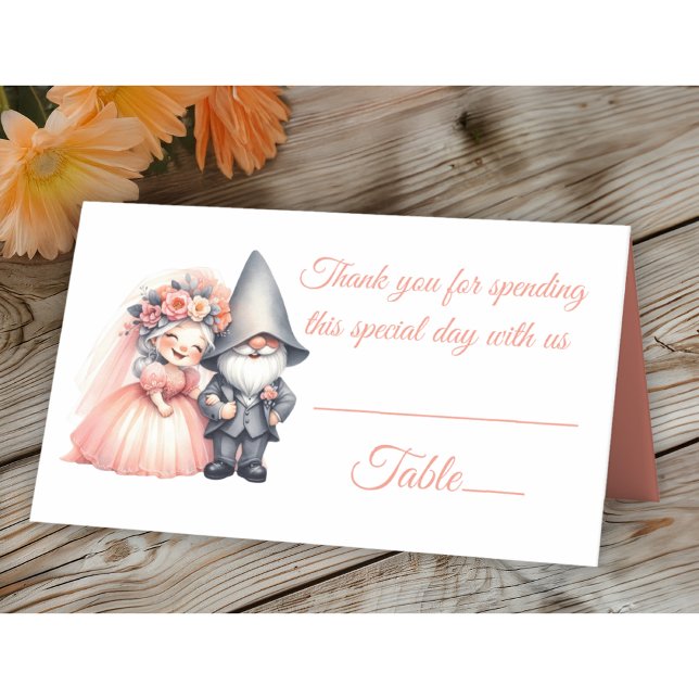Garden Gnome Woodland Orange Wedding Table Escort  Place Card (Creator Uploaded)
