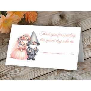 Garden Gnome Woodland Orange Wedding Table Escort  Place Card