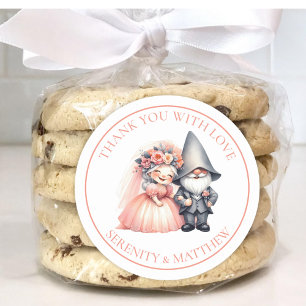 Garden Gnome Woodland Orange Wedding Thank You Classic Round Sticker