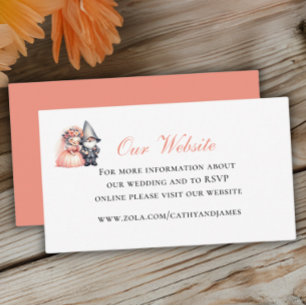 Garden Gnome Woodland Orange Wedding Website Enclosure Card