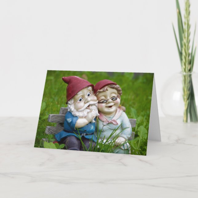 Garden Gnomes Couple Greeting Card (Front)