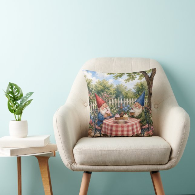 Garden Gnomes Eating Cupcakes Cushion (Chair)