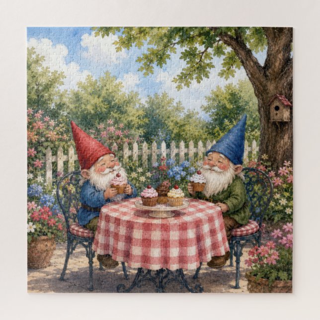 Garden Gnomes Eating Cupcakes Jigsaw Puzzle (Vertical)