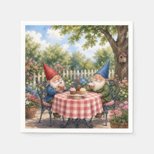 Garden Gnomes Eating Cupcakes Napkin