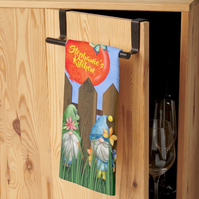 Garden Gnomes, Fun Colourful Kitchen Towels (Thirds Fold)