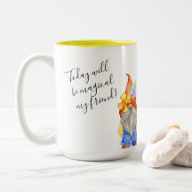 Garden Gnomes, Fun Colourful Modern  Two-Tone Coff