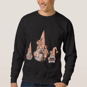 Garden Gnomes with Floral Leopard Cross Egg Rabbit Sweatshirt
