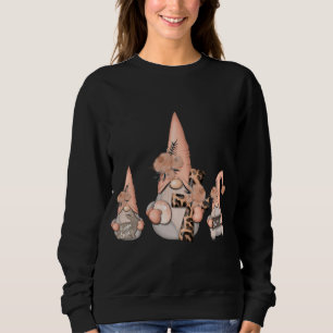 Garden Gnomes with Floral Leopard Cross Egg Rabbit Sweatshirt
