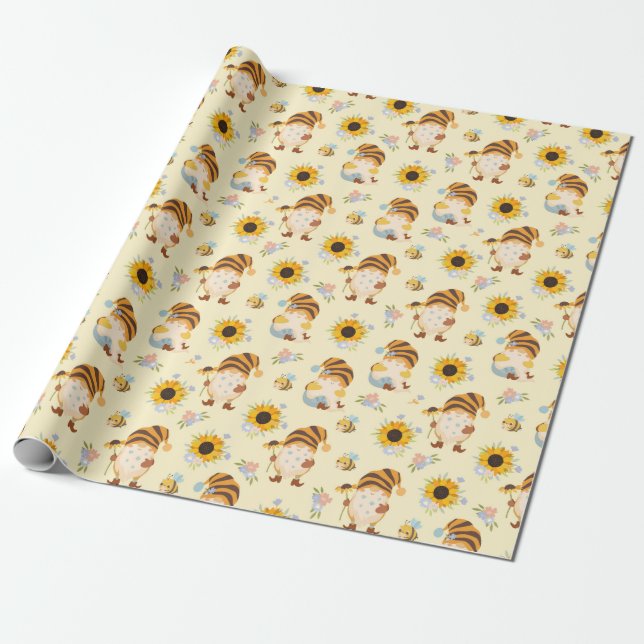 Garden Gnomes Wrapping Paper (Unrolled)