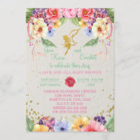 Garden Golden Fairy Baby Shower Invitation