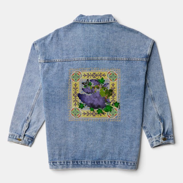Garden Grapes Amongst the Trellis Denim Jacket (Back)