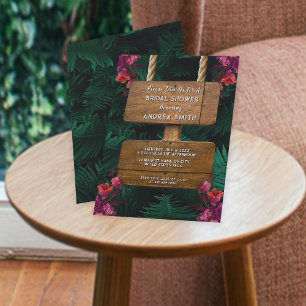 Garden Green Fern Leaves & Floral Bridal Shower Invitation