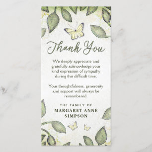 Garden Green Floral Butterfly Sympathy Thank You