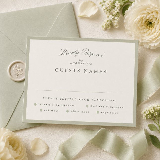 Garden Green Formal Wedding RSVP Card (Creator Uploaded)