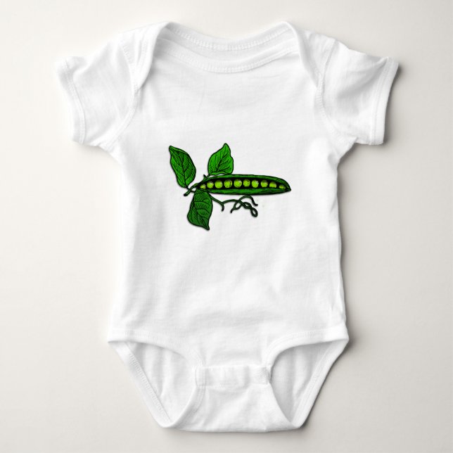 Garden Green Pea Pods Baby Bodysuit (Front)
