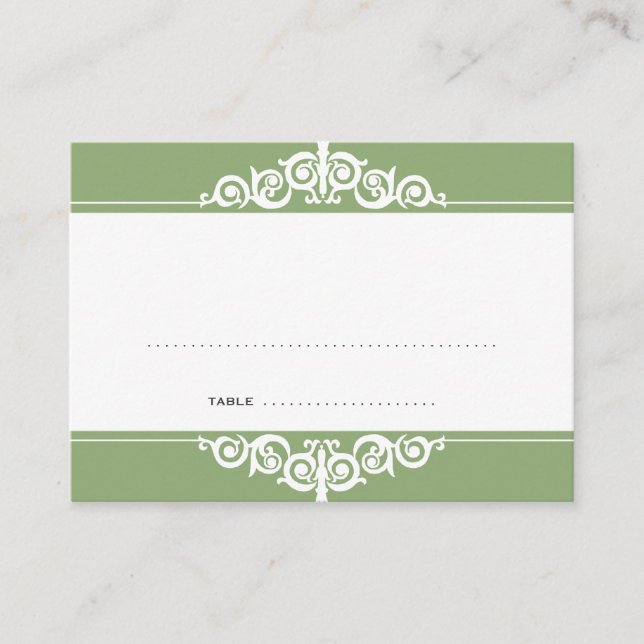 Garden green Victorian wedding guest escort card (Front)