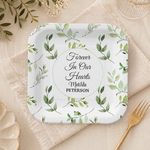 Garden Greenery Leaves Funeral  Paper Plate