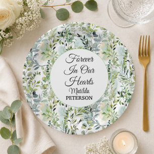 Garden Greenery Leaves Funeral  Paper Plate