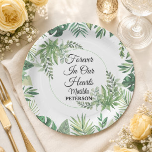 Garden Greenery Leaves Funeral  Paper Plate