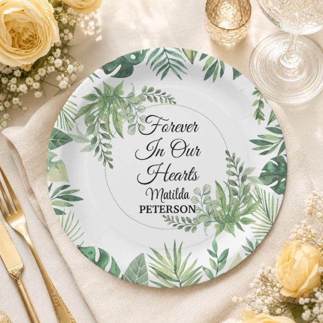 Garden Greenery Leaves Funeral  Paper Plate (Creator Uploaded)