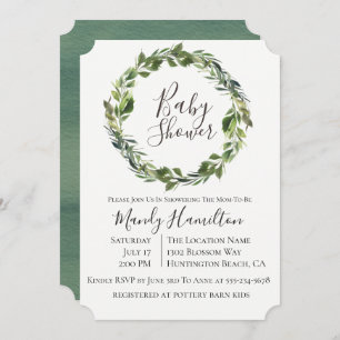Garden Greenery Wreath Baby Shower Invitation