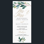 Garden Greens Wedding Program - Mr & Mrs Programme<br><div class="desc">Everyone will love reading the details of your wedding with this beautiful calligraphy script wedding program. This design features lovely soft greenery. Easily edit with your program information! Perfect for indoor and outdoor weddings!
 
 See more matching Garden Greens designs here: https://www.zazzle.com/collections/garden_greens-119857166400390261?rf=238534829419020154</div>