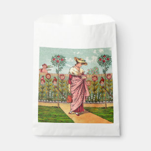 Garden Grow Flower Woman Art Antique Favour Bags