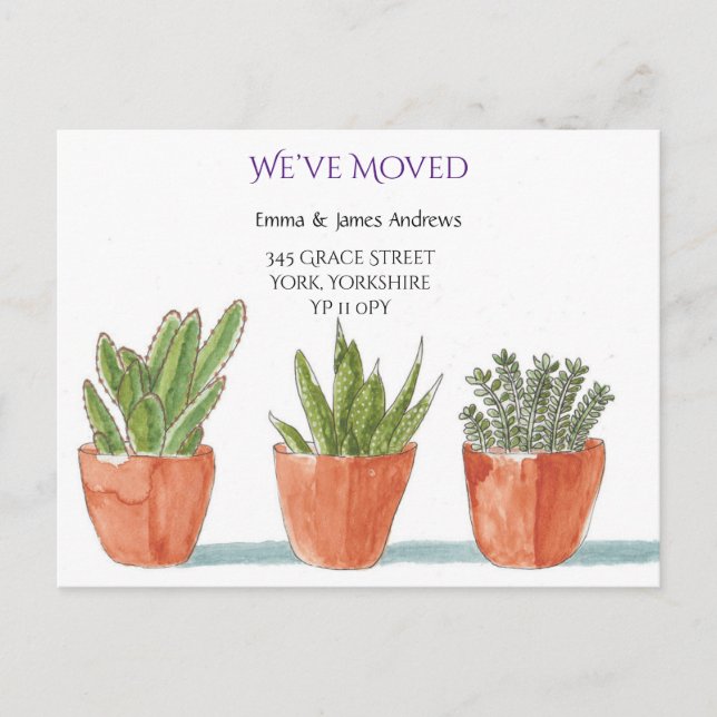 Garden Grown Purple We’ve Moved Announcement Postcard (Front)