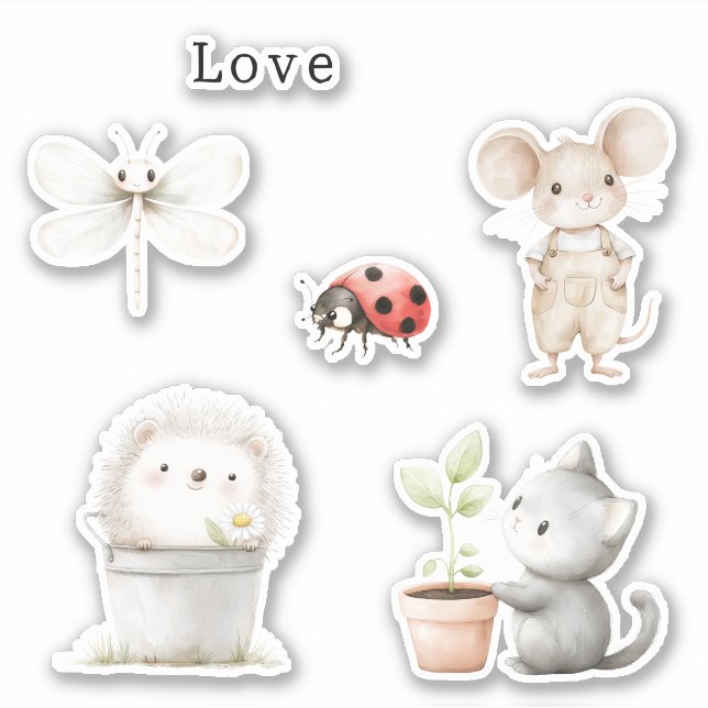 Garden Hedgehog Mouse Cat Dragonfly Ladybug (Front)