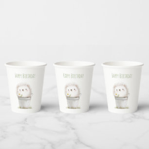 Garden Hedgehog with Daisy Flower Birthday Paper Cups
