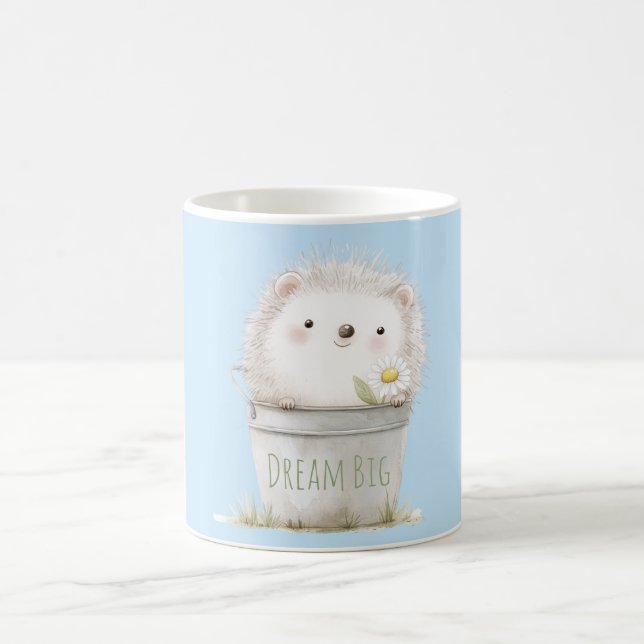 Garden Hedgehog with Daisy Flower  Coffee Mug (Center)