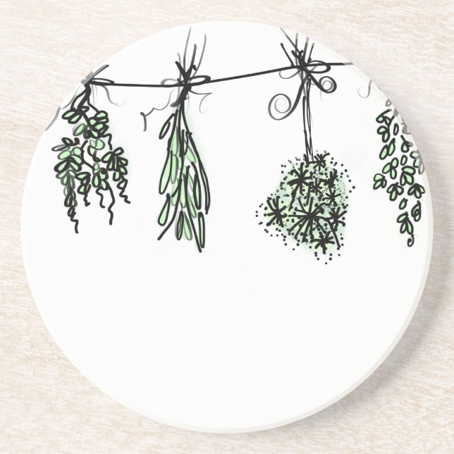 Garden Herbs botanical boho  Coaster (Front)