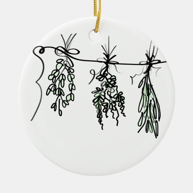 Garden Herbs Ceramic Tree Decoration (Front)