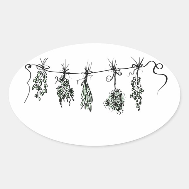 Garden Herbs Oval Sticker (Front)