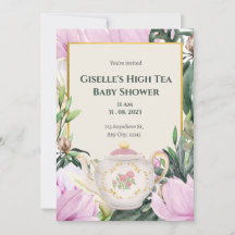 Garden High Tea Baby Shower Invitation 