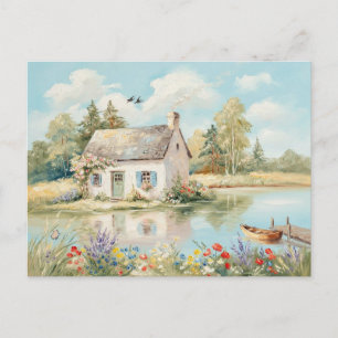 Garden House Lake Nature Scene Postcard