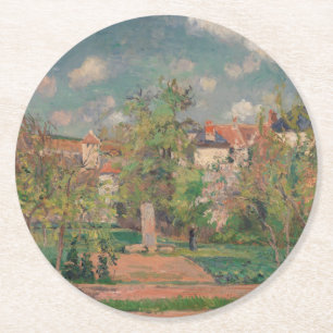 Garden in Full Sunlight, Camille PIssarro, 1876 Round Paper Coaster