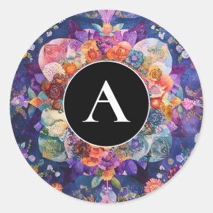Garden in Motion Floral Mandala Design Classic Round Sticker