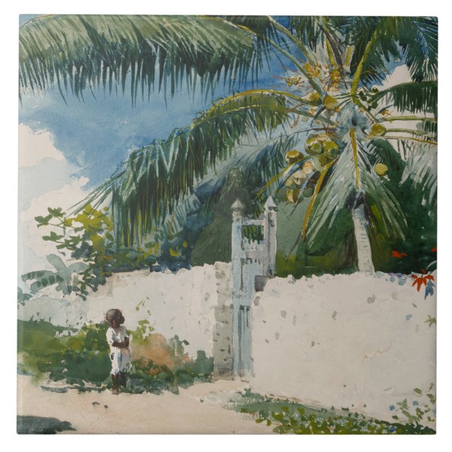 Garden in Nassau, the Bahamas (Caribbean Art) Tile (Front)