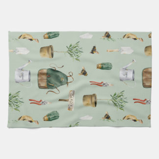 Garden inspired, plants, bees, nature outdoor tea towel