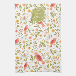 Garden Kitchen – Botanical Bird & Fruits Design Tea Towel