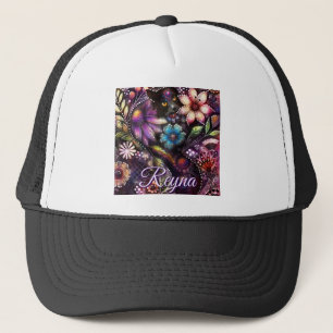 Garden Kitty Cat Floral Abstract Personalised Trucker Hat