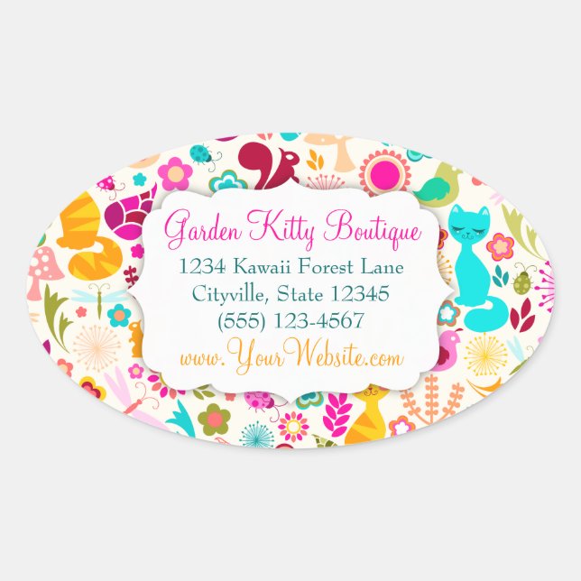 Garden Kitty Oval Sticker (Front)
