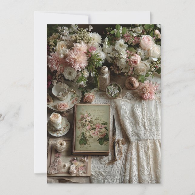 Garden Lace Afternoon Tea | Floral Charm  Invitation (Front)