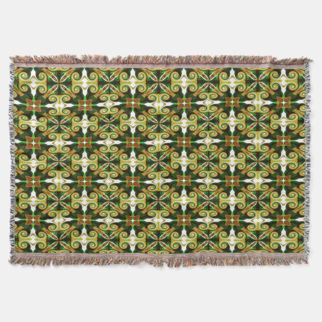 Garden lace pattern plaid design throw blanket (Front)