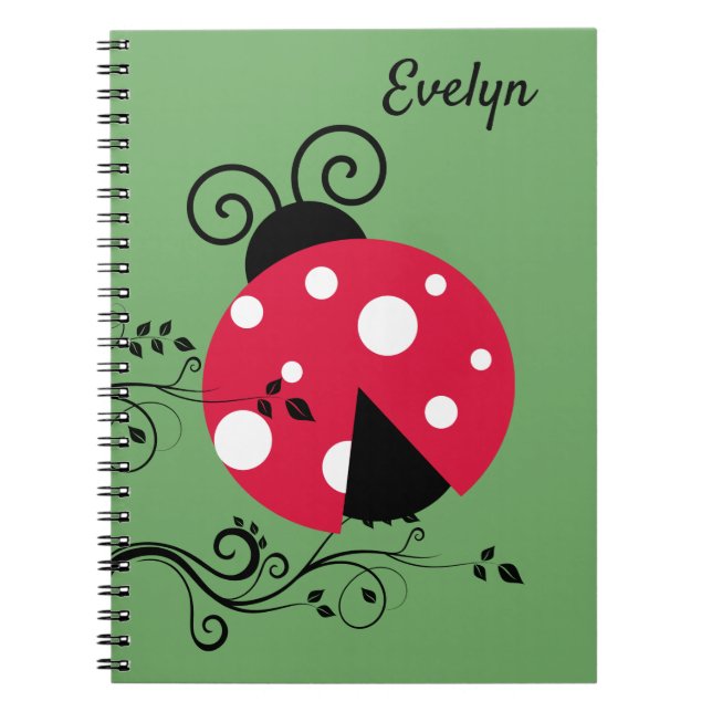 Garden LadyBug Spiral Notebook  (Front)