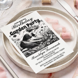 Garden Lady's Afternoon Garden Party Invitation Postcard