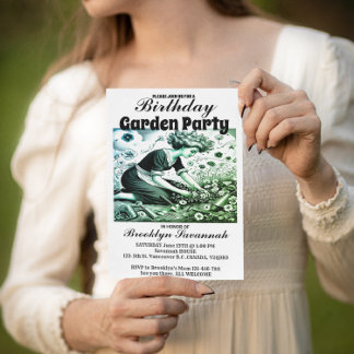 Garden Lady's Afternoon Garden Party Invitation Postcard